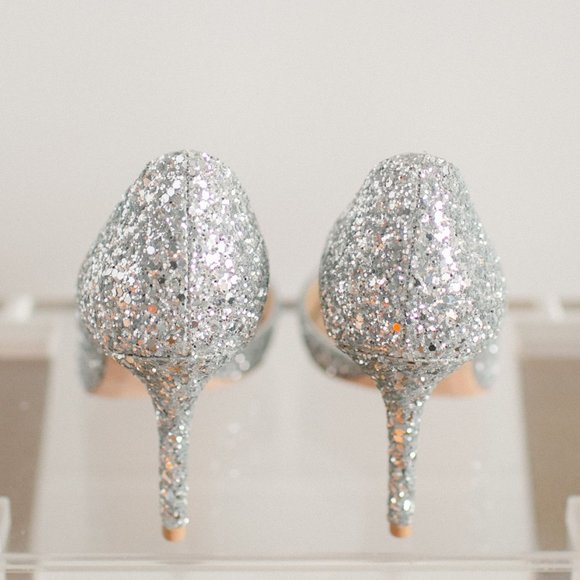 Badgley Mischka Women's Daisy Silver Glitter Heels 6.5 Women's New in Box - Picture 4 of 14